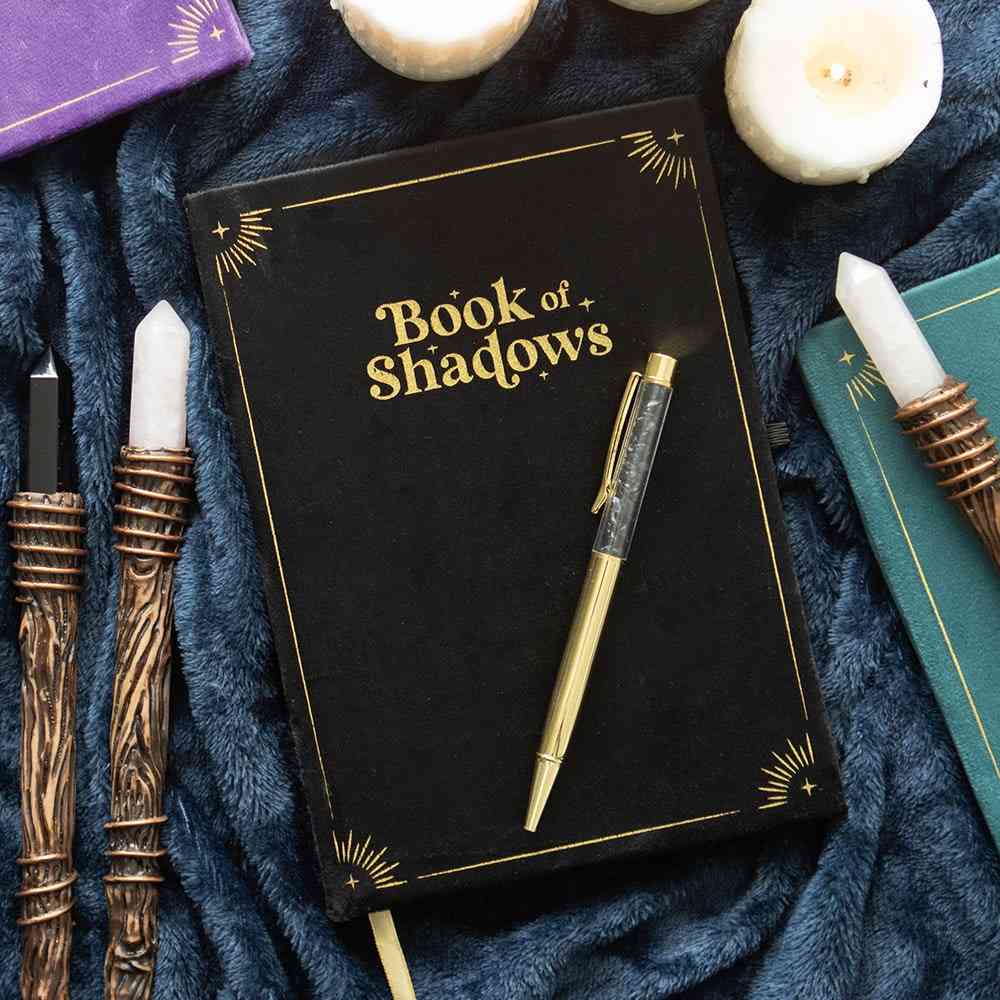 Something Different - Book of Shadows with Black Obsidian Crystal Pen Notebook - Black